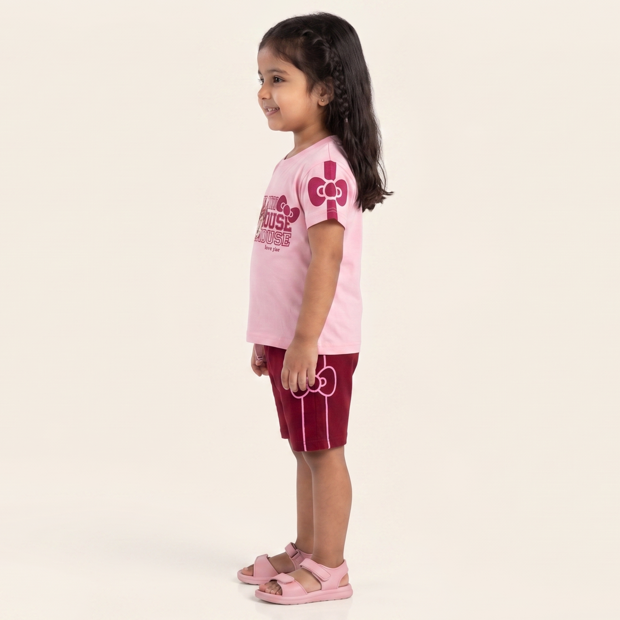 Aka Girls Minnie Mouse Print Cotton Co-ord Set | Summer Kids Outfit