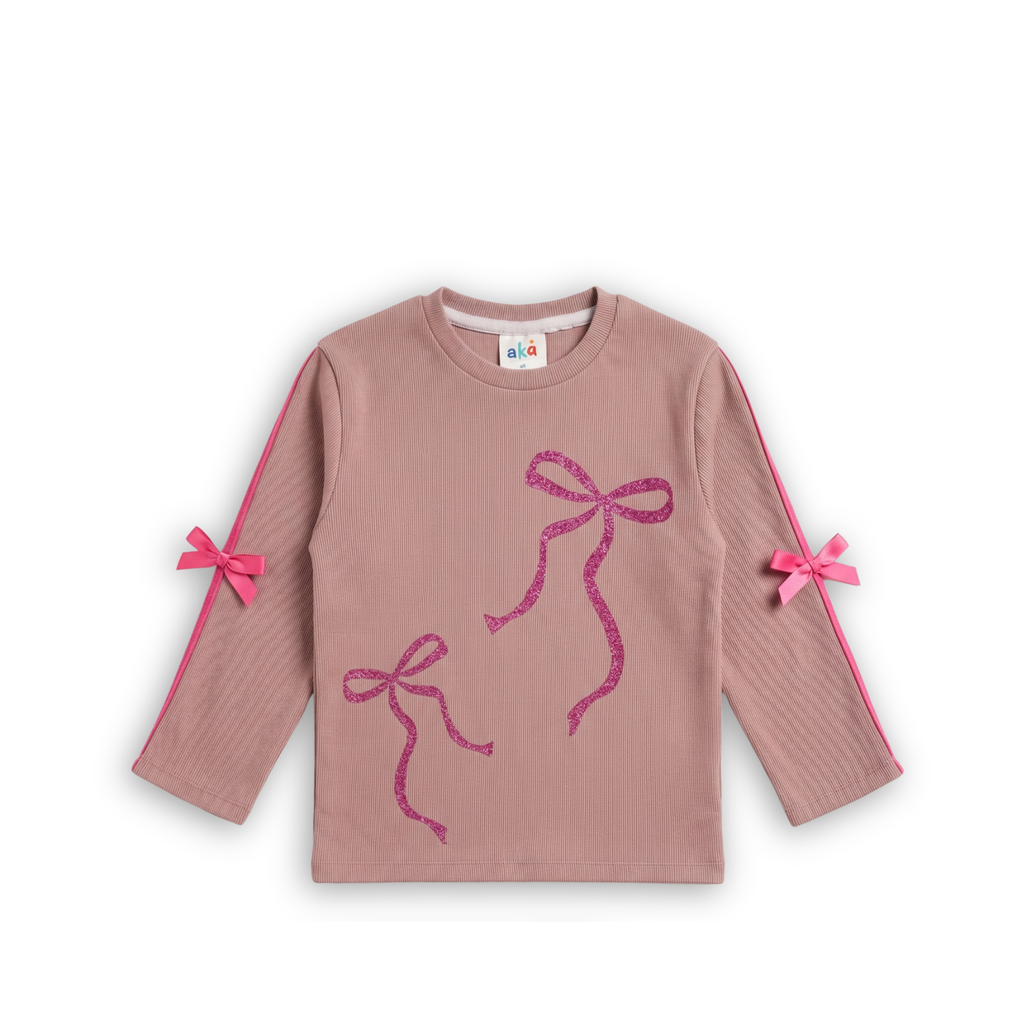 Aka Girls Autumn Bow Detail Top & Trouser Set | Autumn Cotton Co-ord