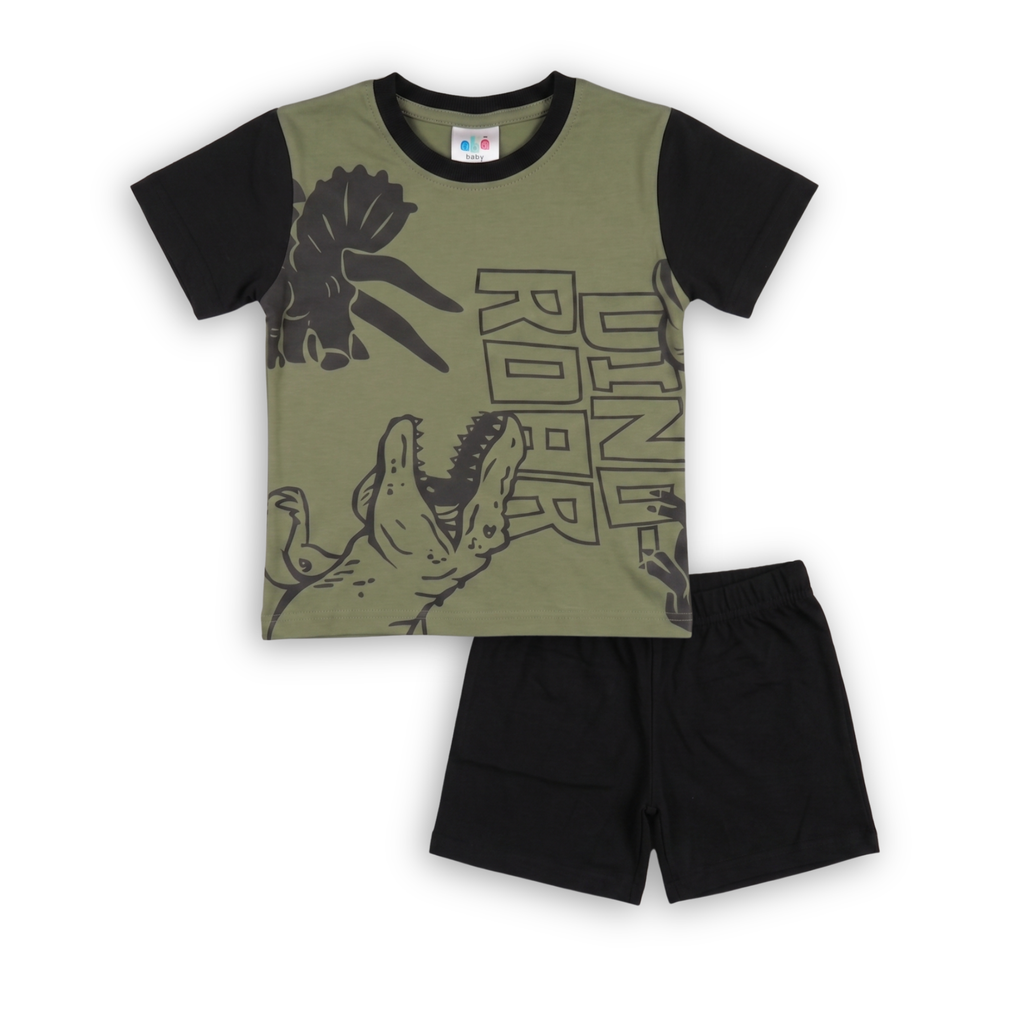 Aka Boys Dino Roar Cotton Co-ord Set | Kids Summer Outfit