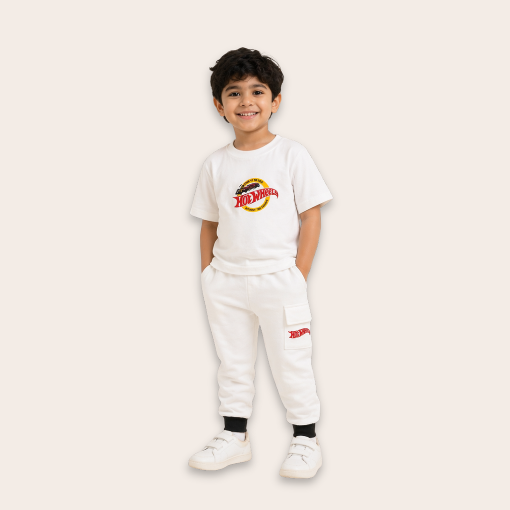 Hot Wheels Thrill Seeker White Co-ord Set for Toddler Boys