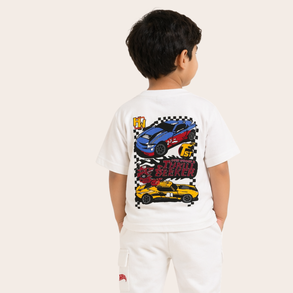 Hot Wheels Thrill Seeker White Co-ord Set for Toddler Boys