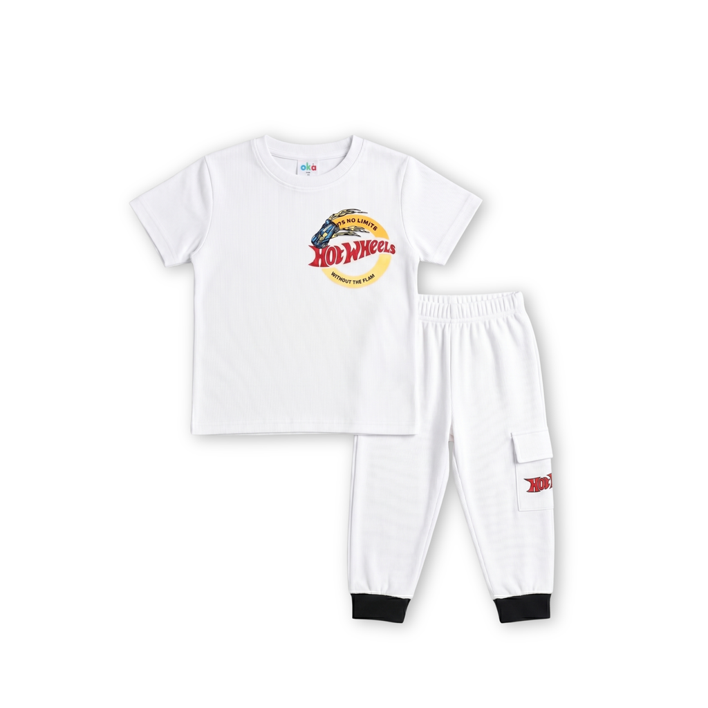 Hot Wheels Thrill Seeker White Co-ord Set for Toddler Boys